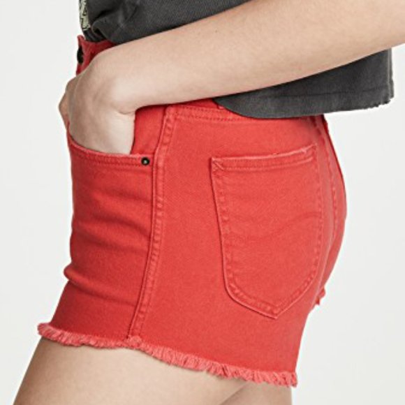 LEE Vintage Modern Red Denim High Rise Jean Shorts - Picture 5 of 11